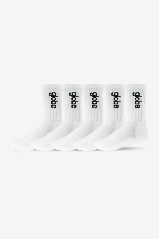 globe-o-g-vert-logo-hi-sock-5-pack-white-crew-socken image 1