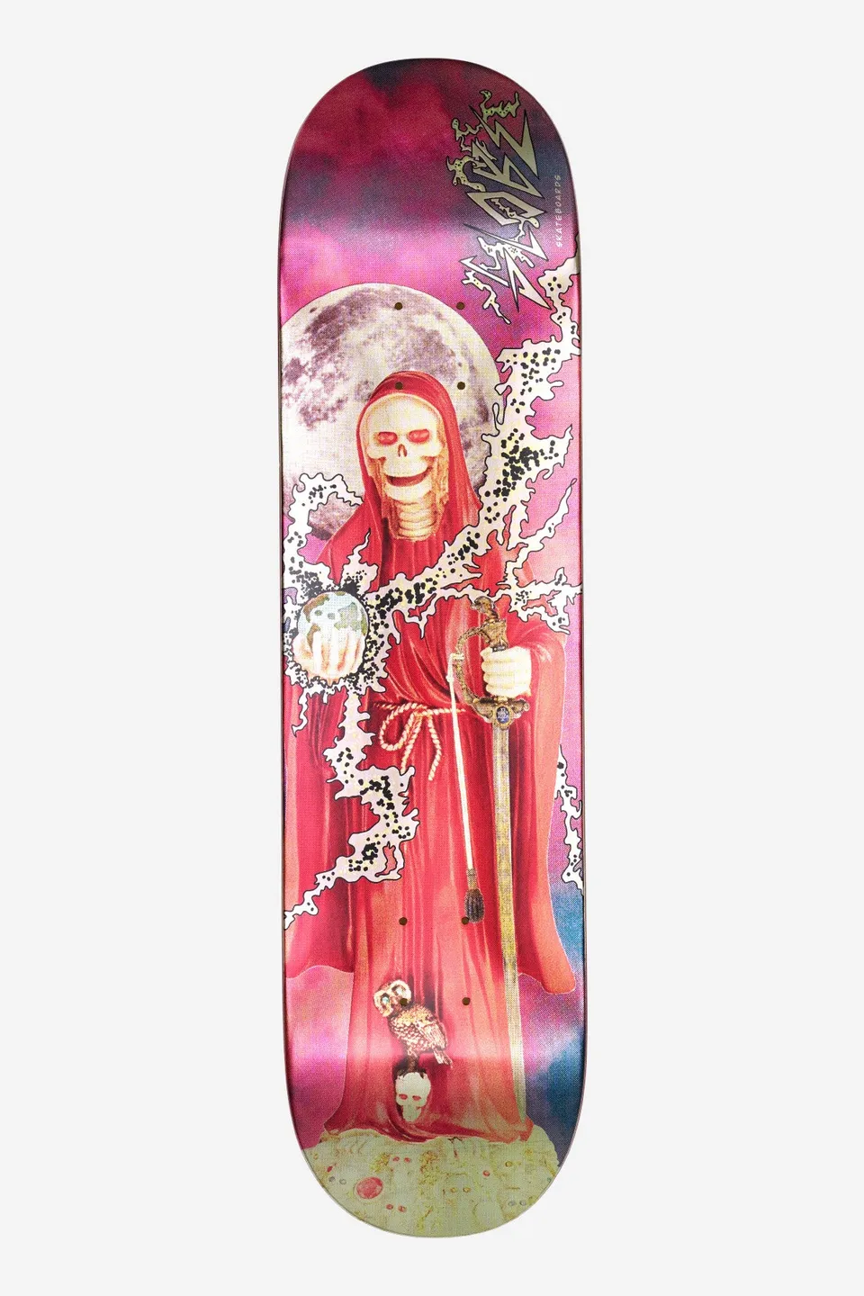 globe-g1-downtown-doom-8-0-skateboard-deck-silver-red image 1