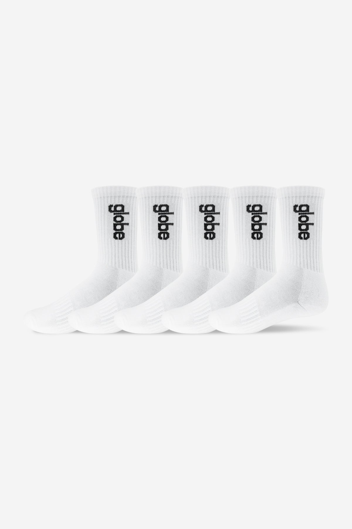 globe-o-g-vert-logo-hi-sock-5-pack-white-crew-socken image 1