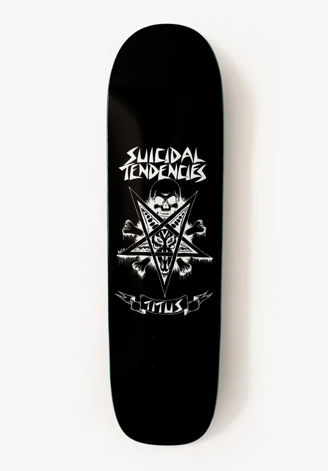 titus-pentagram-suicidal-collabo-skateboard-deck-black-blue image 1