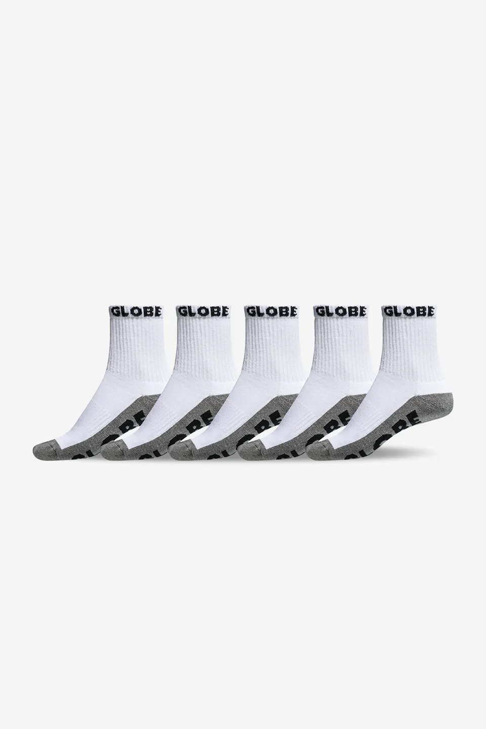 globe-youth-quarter-sock-5-pack-white-grey-kindersocken image 1