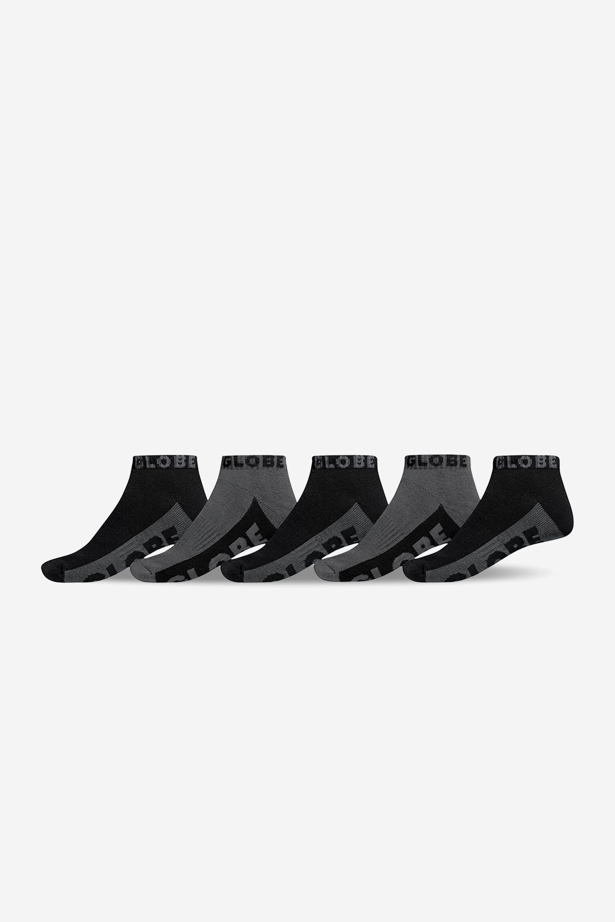 globe-b-g-ankle-socks-5-pack-black-grey image 1