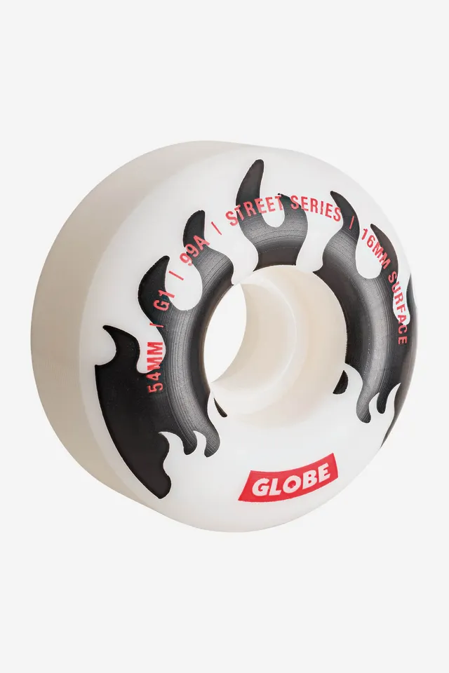 globe-g1-street-wheels-54mm-white-black-flames-99a-4er-set image 1