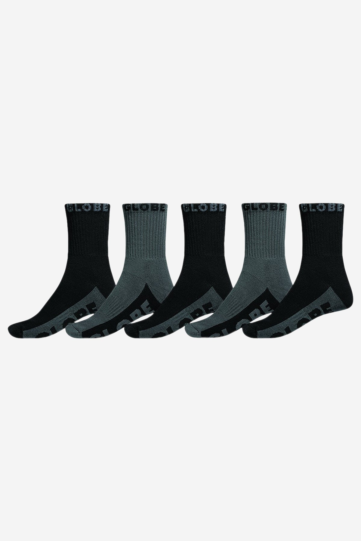 globe-b-g-crew-sock-5-pack-sportsocken-black-grey image 1