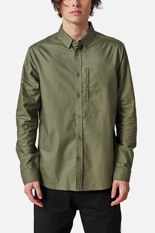 globe-foundation-ls-shirt-olive-langarmhemd image 1