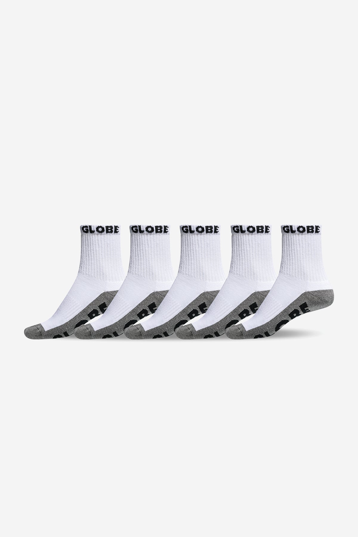 globe-youth-quarter-sock-5-pack-white-grey-kindersocken image 1