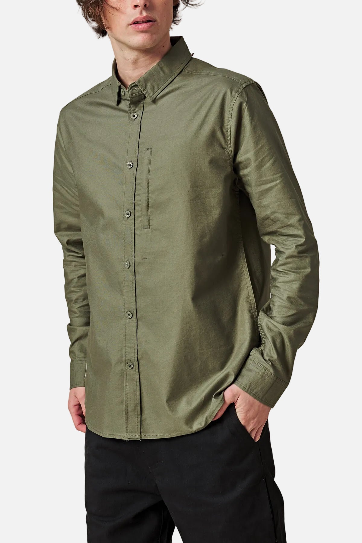 globe-foundation-ls-shirt-olive-langarmhemd image 3