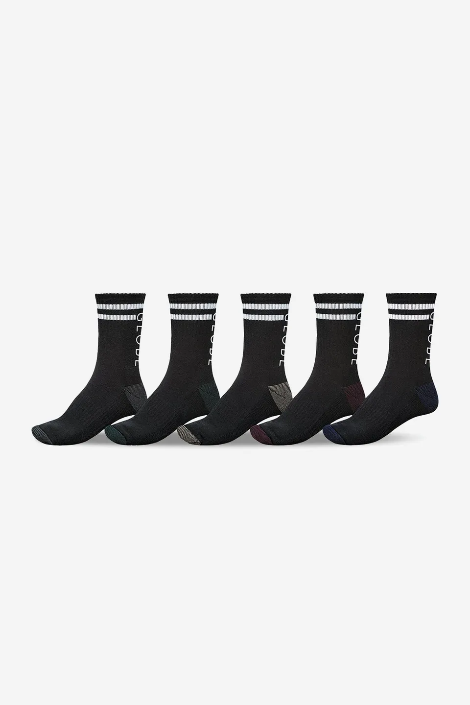 globe-carter-crew-sock-5-pack-black-assorted image 1